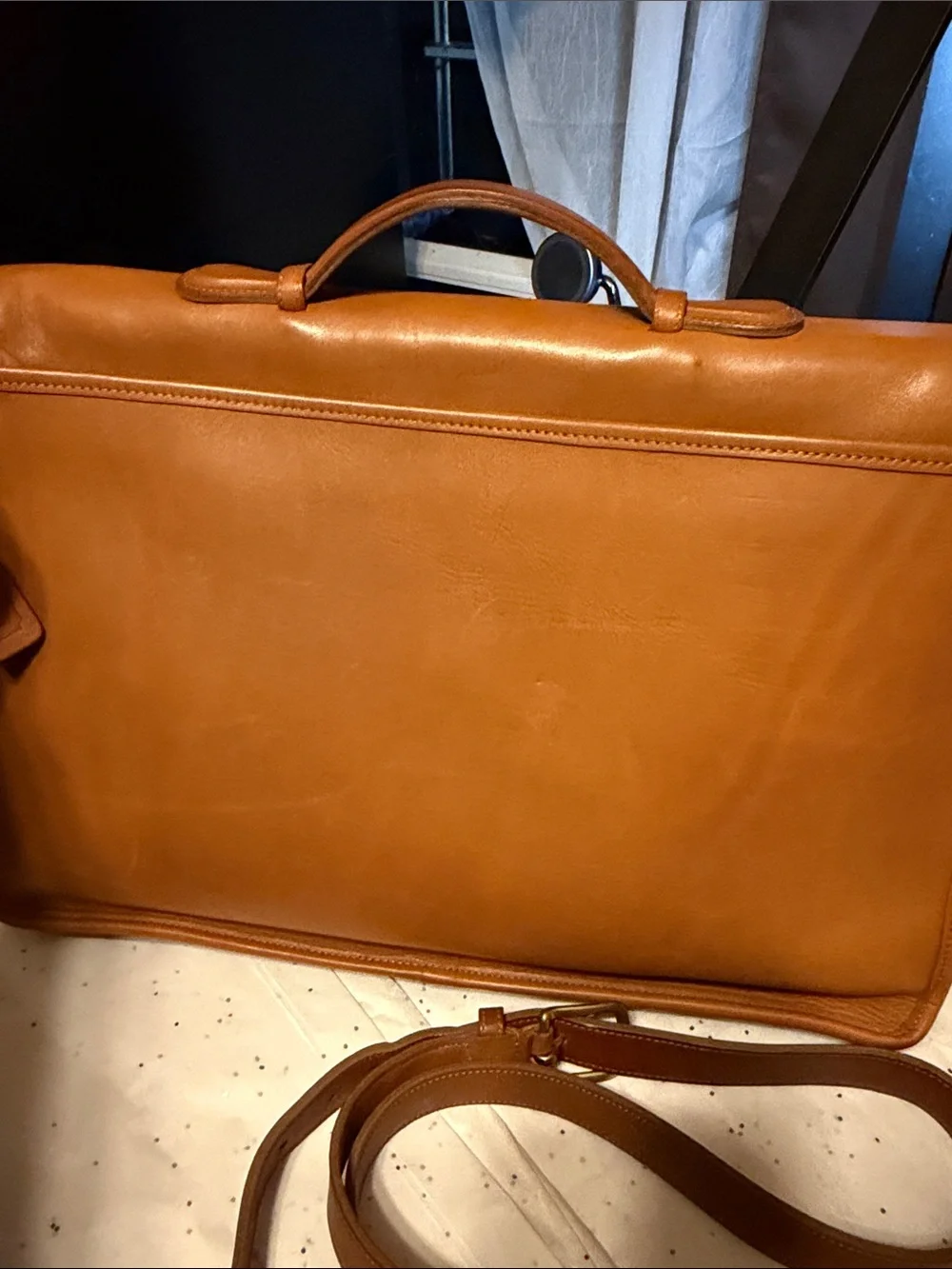 Coach Leather Laptop Briefcase in Cognac Brown
